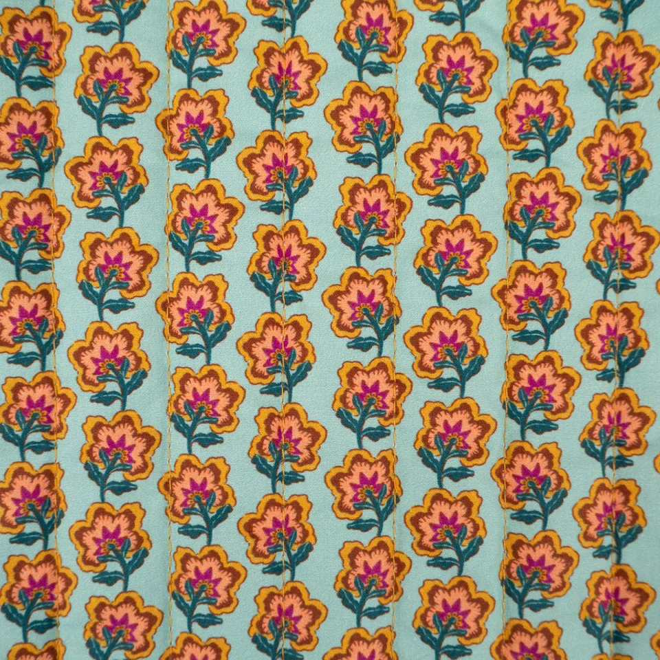 ikat-e-pondichery-tissu-popeline-matelass-e-bleu-turquoise image 1