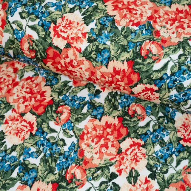 ikat-e-romantic-peonies-tissu-french-terry-bio-cru-fleuri image 1