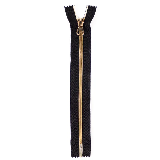 ikat-e-mercerie-fermeture-clair-nylon-noir-dor-20-cm image 1