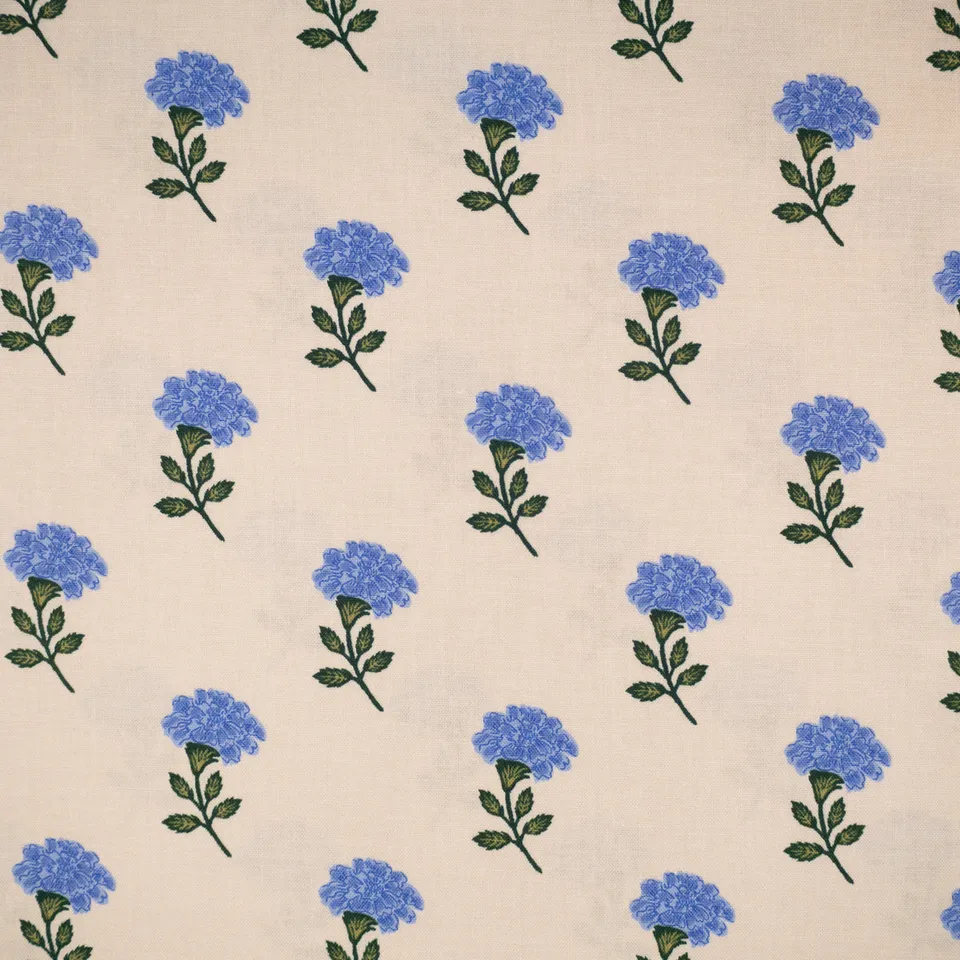 ikat-e-tissus-marisol-popeline-coton-cr-me-fleuri image 1