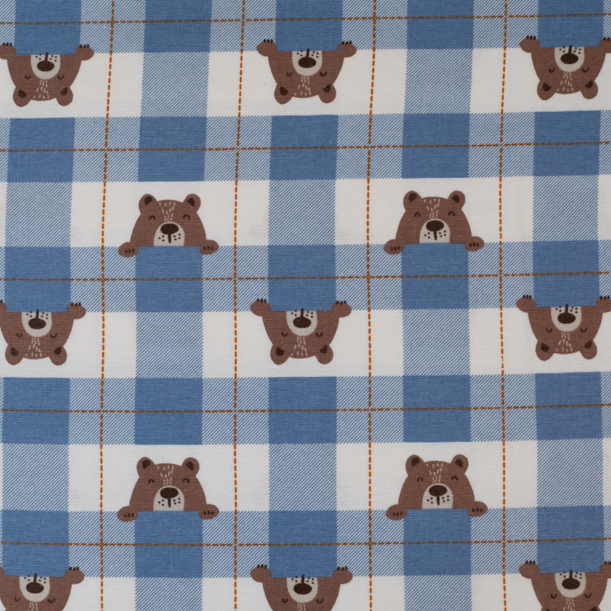 ikat-e-tissu-flanelle-bleu-ours-carreaux-doux-enfant image 3