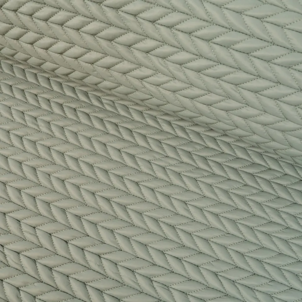 ikat-e-tissu-doudoune-matelass-chevrons-sauge-veste image 1