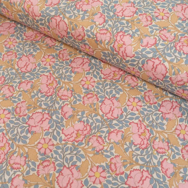 ikat-e-tissus-tilda-birdsong-popeline-coton-bleu image 1