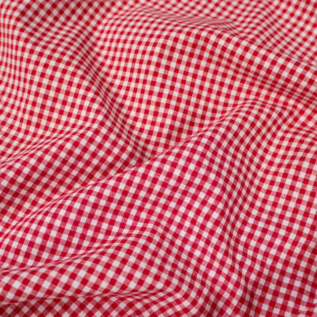 ikat-e-tissu-vichy-mini-carreaux-rouge-coton-144-cm image 1