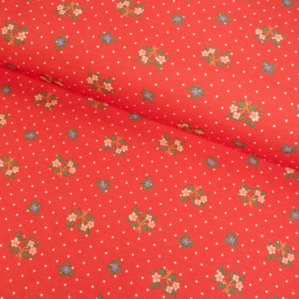 ikat-e-polka-flowers-tissu-jersey-bio-rouge image 1