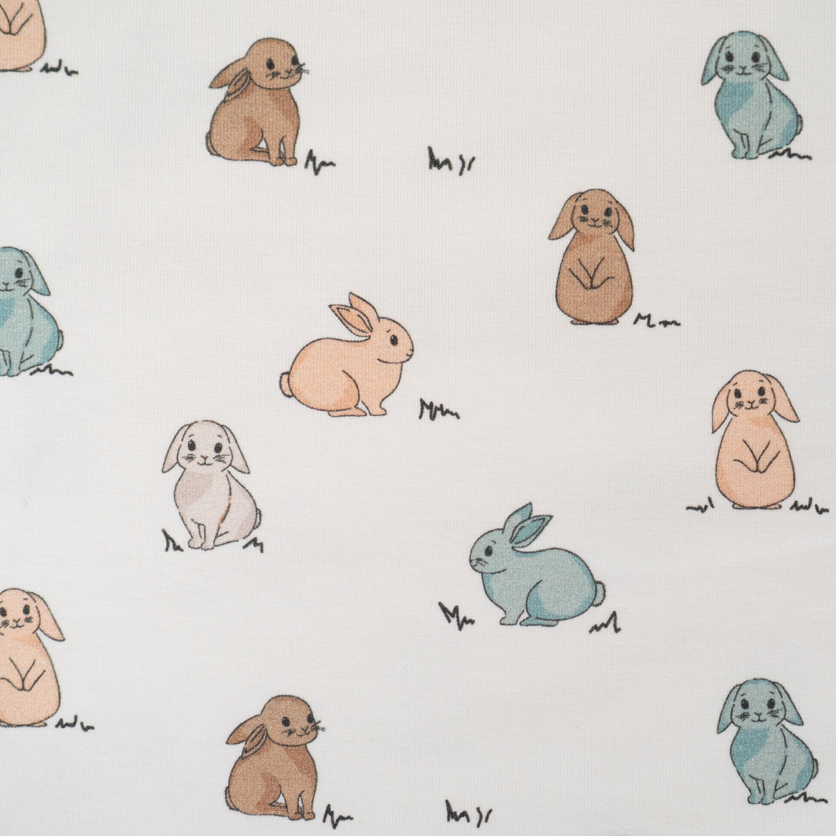 ikat-e-bunnies-tissu-jersey-stretch-bio-beige-lapins image 1