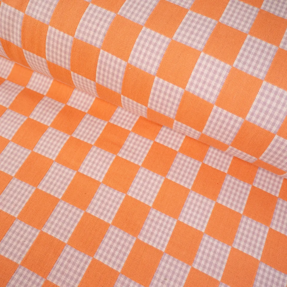 ikat-e-checkmate-casepack-tissu-double-toffe-orange-et-violet image 1