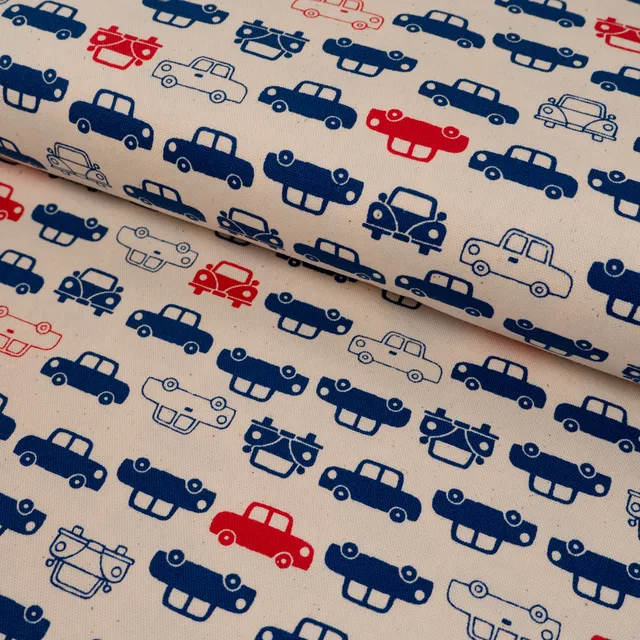 ikat-e-simply-car-tissu-canvas-cru-bleu-et-rouge image 1