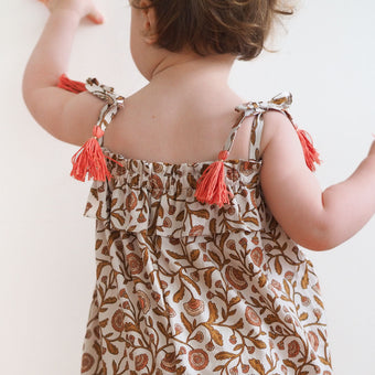 ikat-e-pompon-popeline-coton-cru-floral-au-m-tre image 3