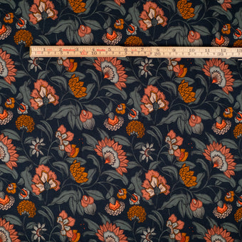ikat-e-mumbai-tissu-viscose-bleu-floral-130g-blouse-robe image 5