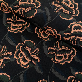 ikat-e-tissus-viscose-ispahan-tissu-noir-fleuri image 3