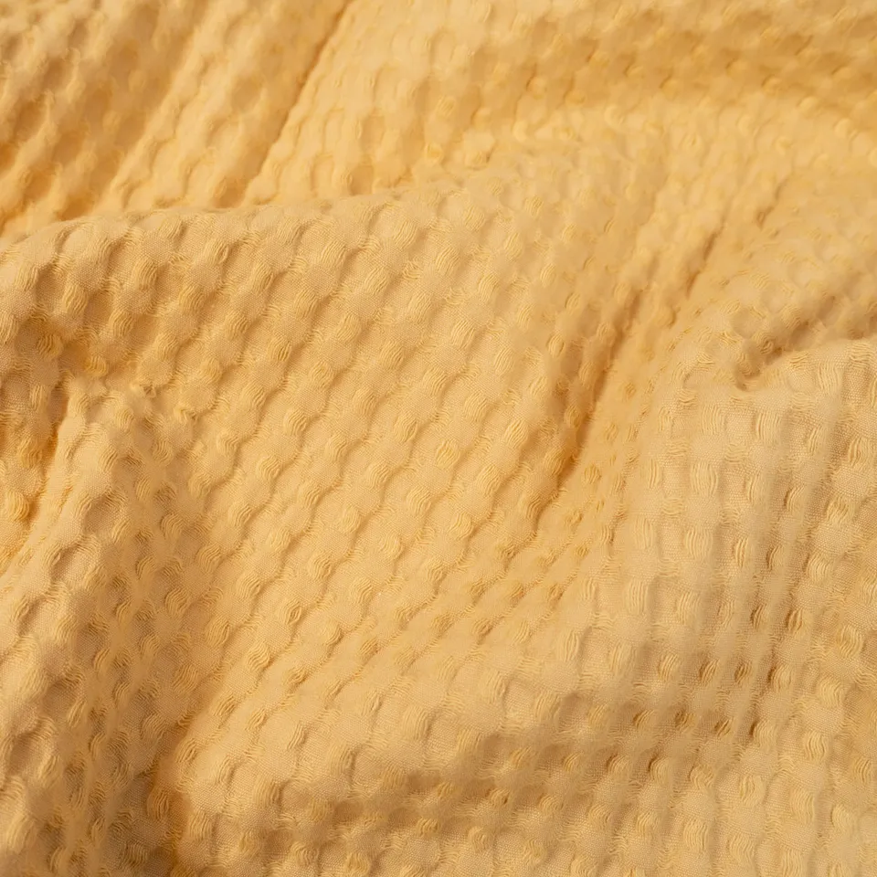 ikat-e-tissus-nid-d-abeille-grands-carreaux-tissu-jaune-p-le image 1