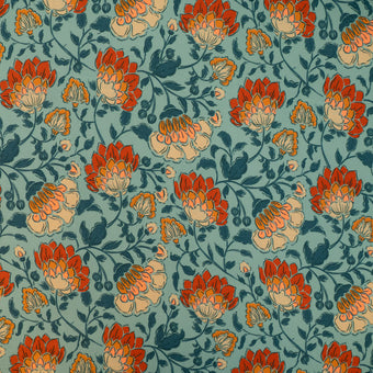 ikat-e-m-diterran-e-tissu-viscose-floral-bleu-lagon image 2