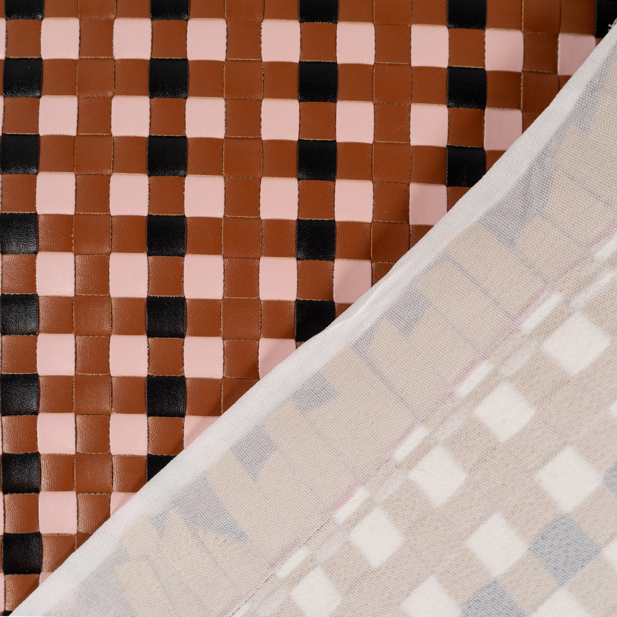 ikatee-tissu-simili-cuir-tress-marron-rose-graphique image 3