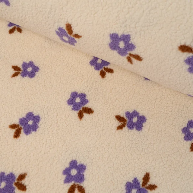 ikat-e-tissus-teddy-tissu-jacquard-fleurettes-cru image 1