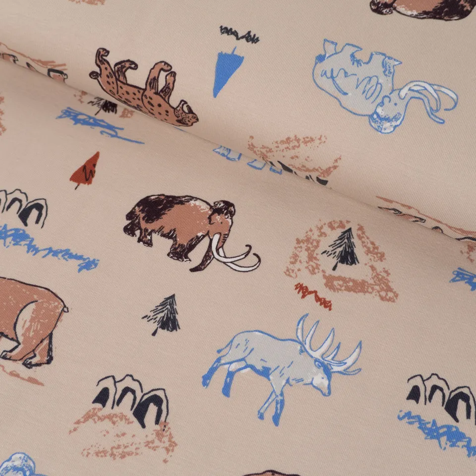ikat-e-tissu-jersey-pr-historique-ivoire-dinosaure-enfant image 1