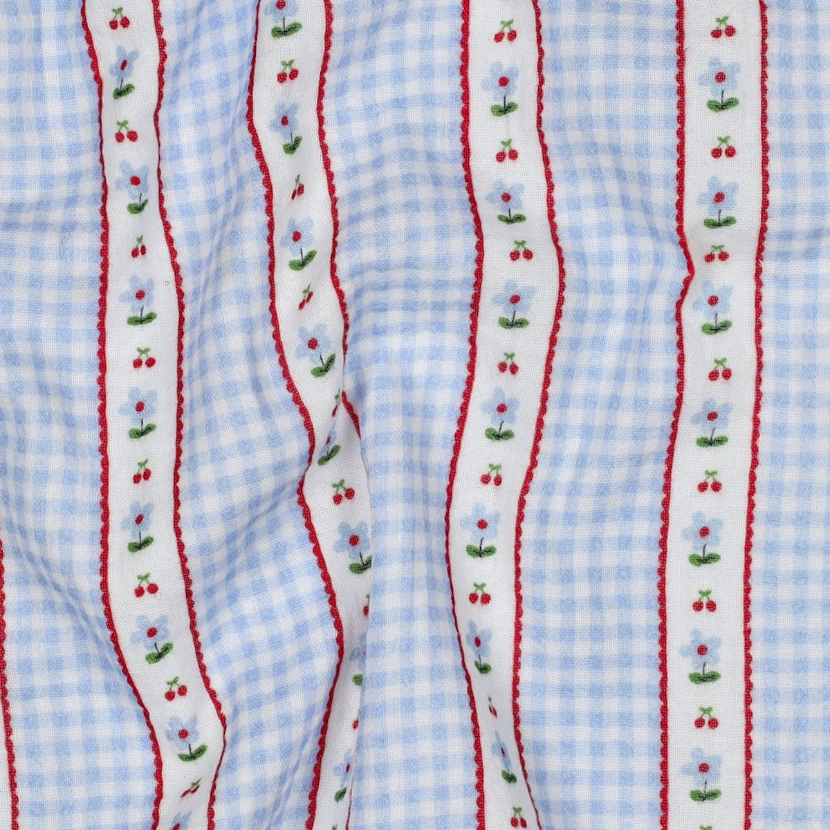 ikat-e-tissus-cottage-double-gaze-tissu-bleu-35-cm-coton image 1