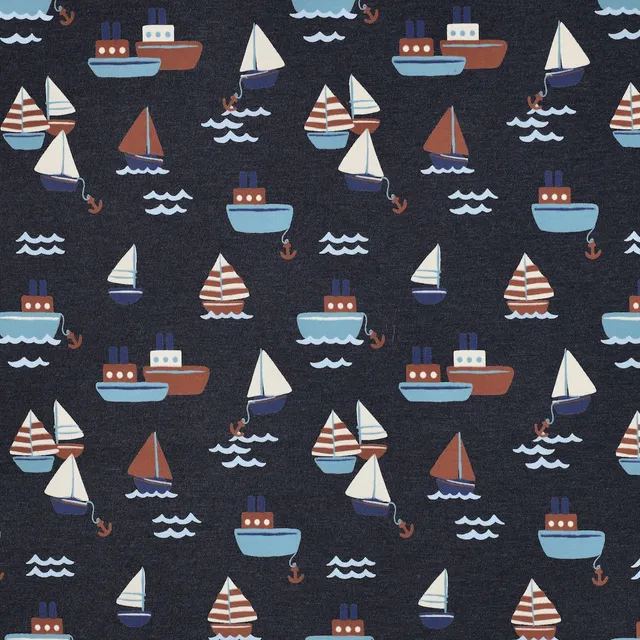 ikat-e-bateaux-tissu-jersey-bleu-fonc-esprit-marin image 1