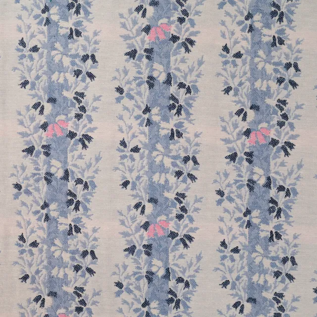 ikat-e-jacquard-bordure-botanique-tissu-bleu-l-gant image 1