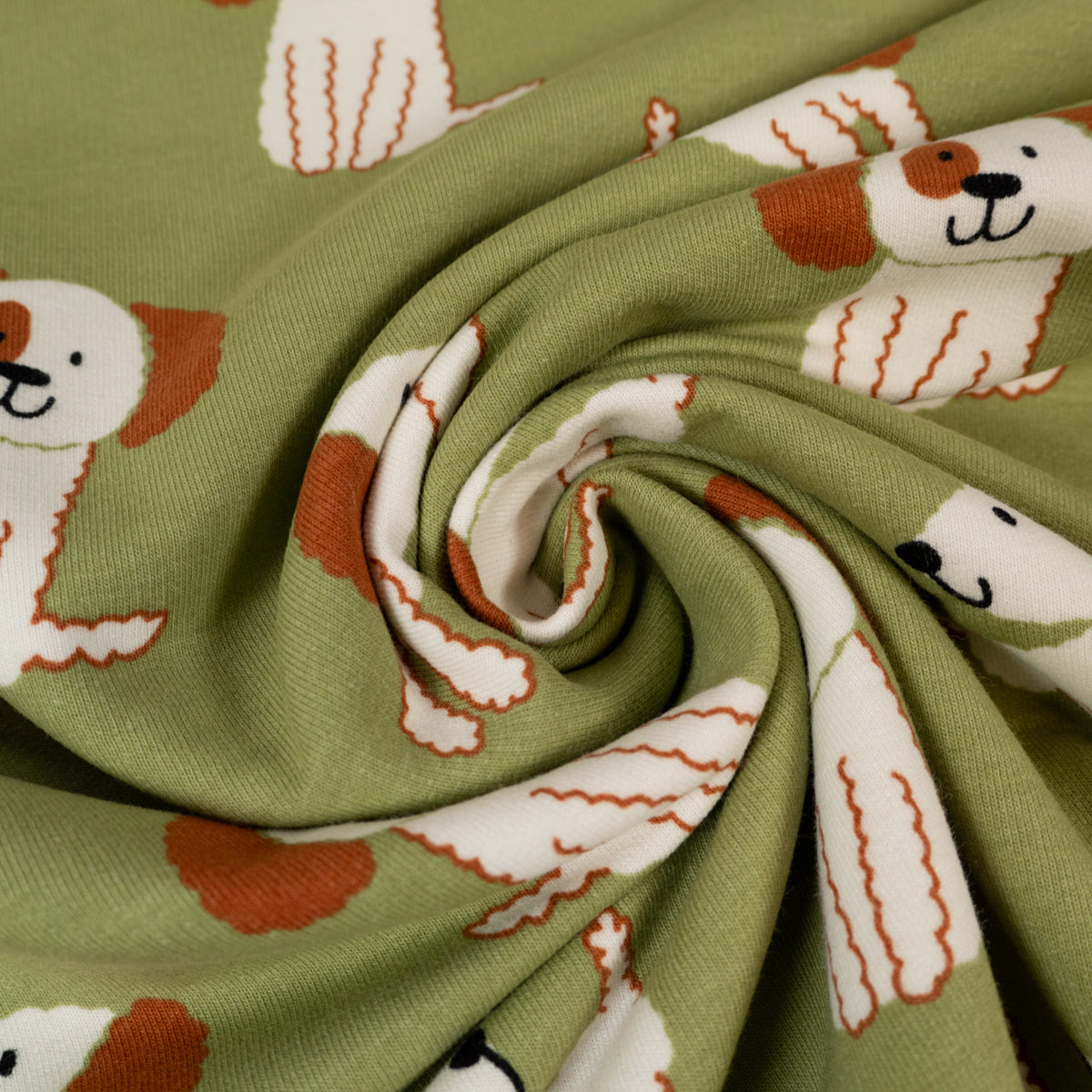 ikat-e-tissus-chiens-joueurs-tissu-sweat-vert-animaux image 3