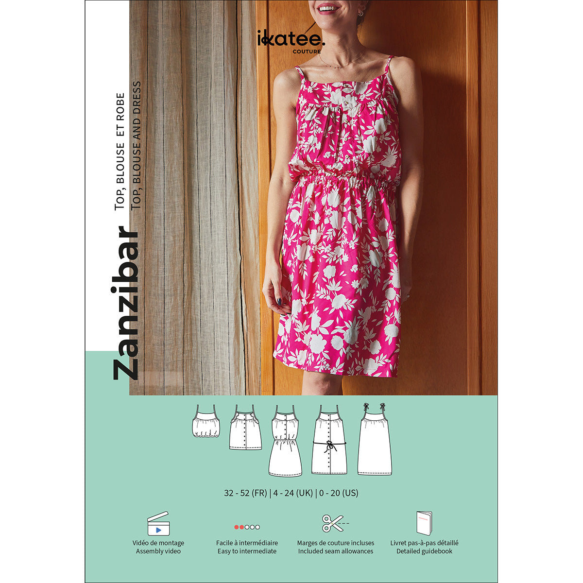ikat-e-zanzibar-top-et-robe-patron-papier-bretelles-fines image 1
