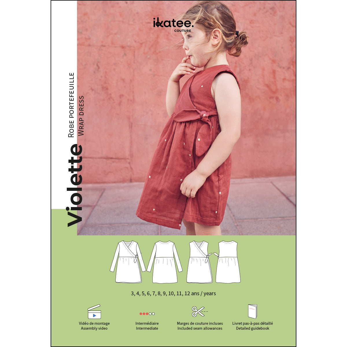 ikat-e-violette-patron-robe-enfant-anglais-portefeuille image 1