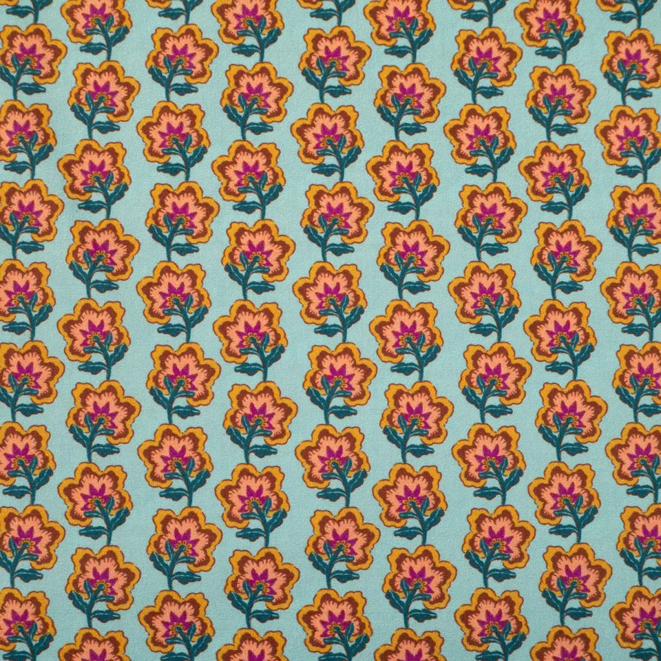 ikat-e-pondichery-popeline-turquoise-au-m-tre image 1