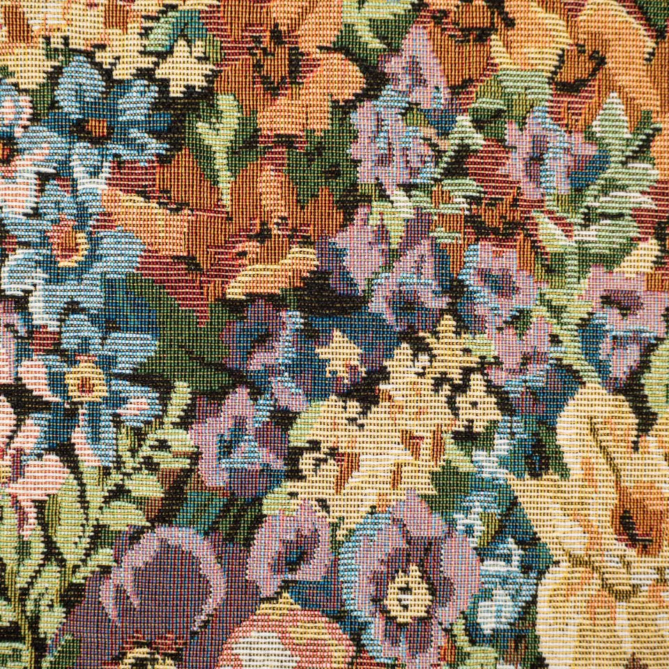 ikat-e-tissus-jacquard-jardin-secret-tissu-brun-fleurs image 1