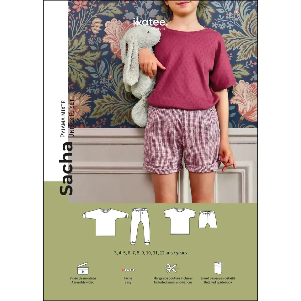 ikat-e-sacha-patron-pyjama-enfant-pochette-3-12-ans image 1