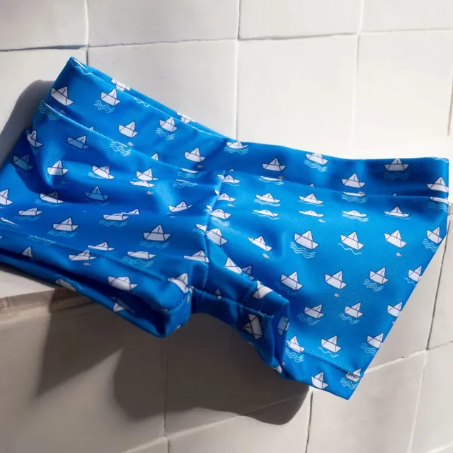 ikat-e-bato-tissu-lycra-bleu-clair-maillot-de-bain-stretch image 1