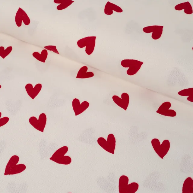 ikat-e-tissus-flanelle-coeurs-cru-rouge-au-m-tre image 1