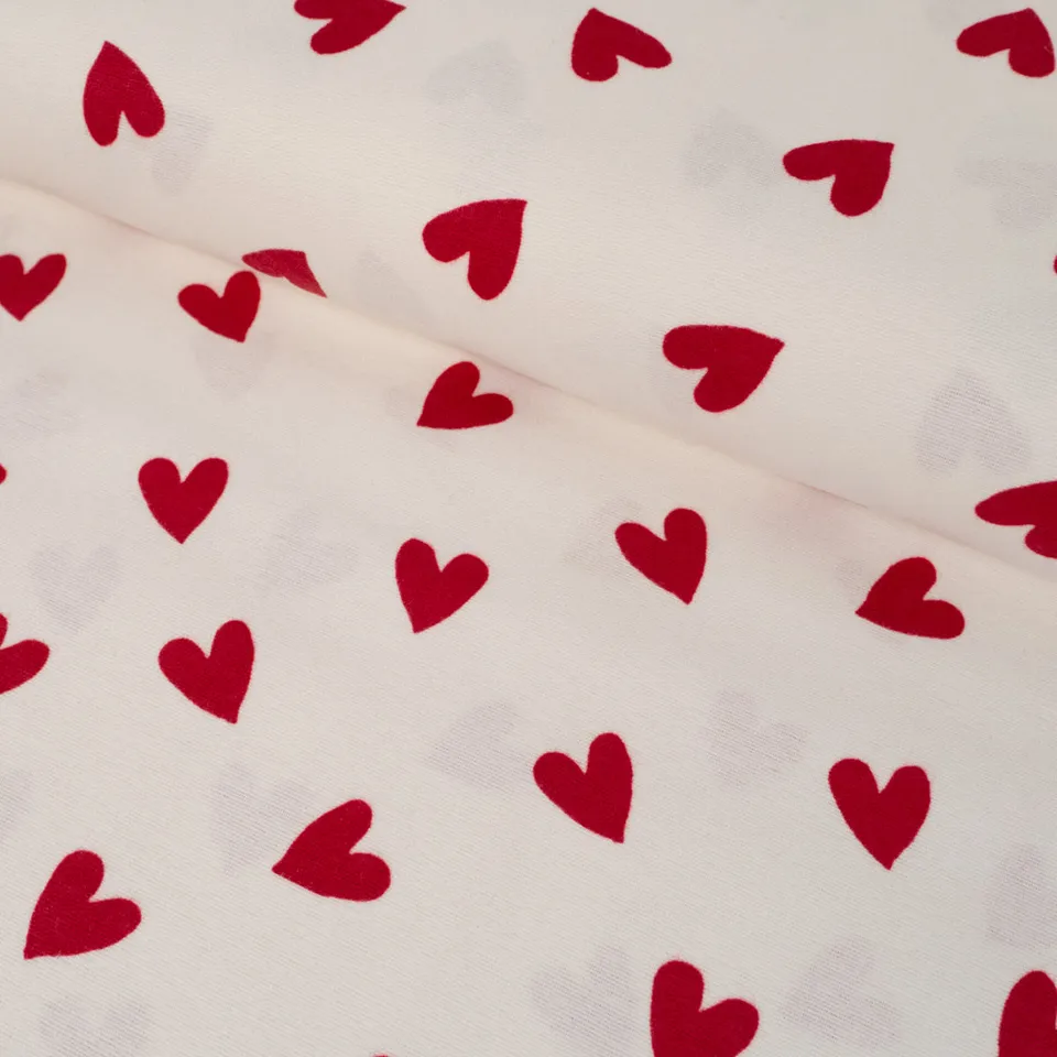 ikat-e-tissus-flanelle-coeurs-cru-rouge-au-m-tre image 1
