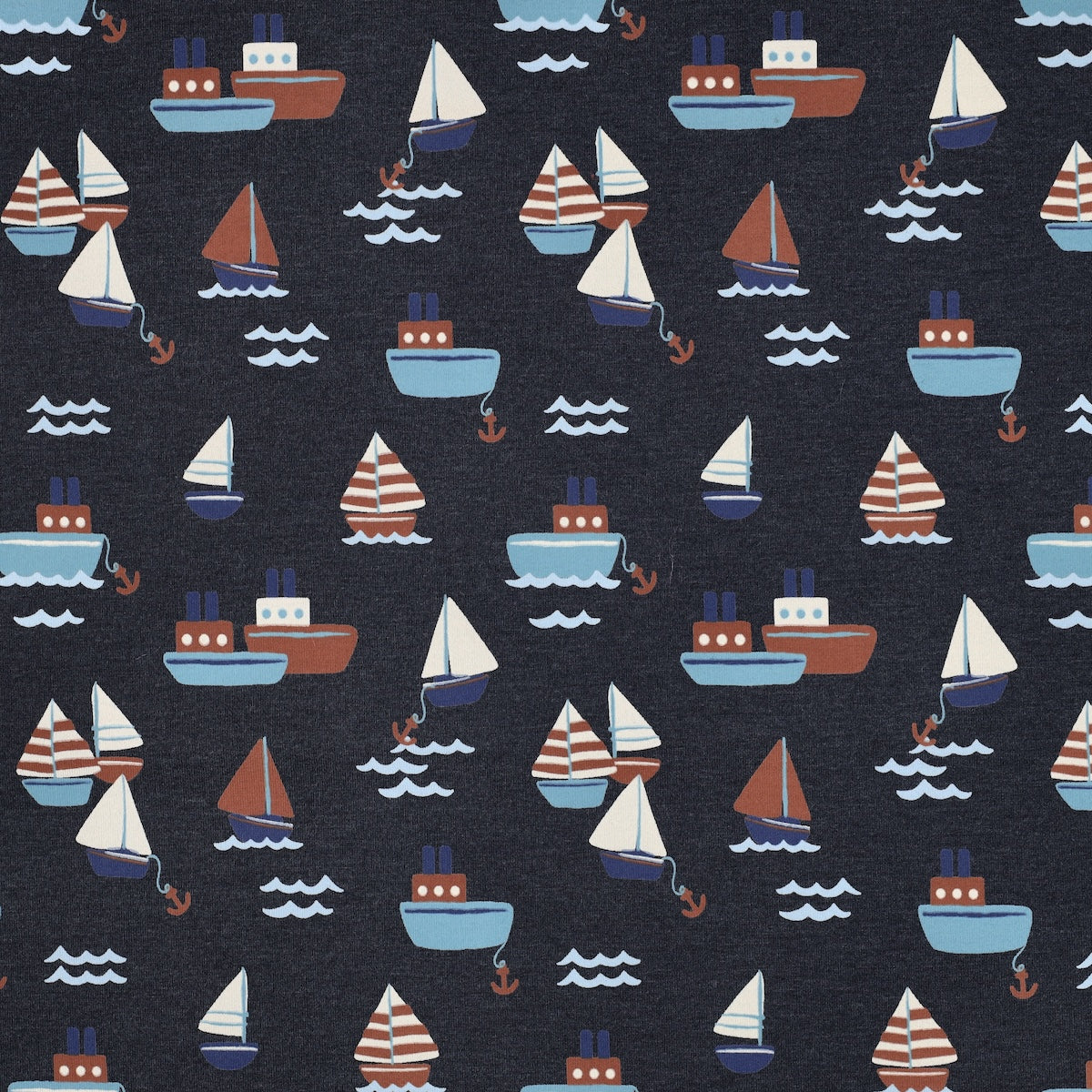 ikat-e-tissus-jersey-tissu-bateaux-bleu-marine image 1