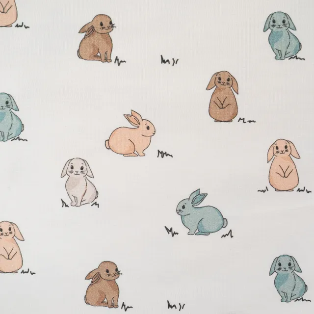 ikat-e-bunnies-tissu-jersey-stretch-bio-beige-lapins image 1