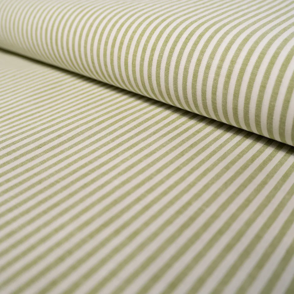 ikat-e-tissu-popeline-rayures-vert-pomme-blanc-coton image 1