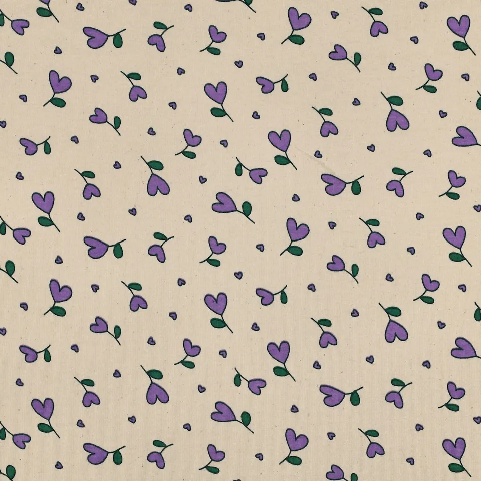 ikat-e-tissus-sweat-love-tissu-beige-violet-c-urs image 1