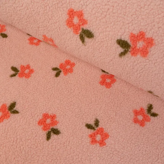 ikat-e-tissu-teddy-jacquard-fleurettes-tissu-rose-fleurs image 1