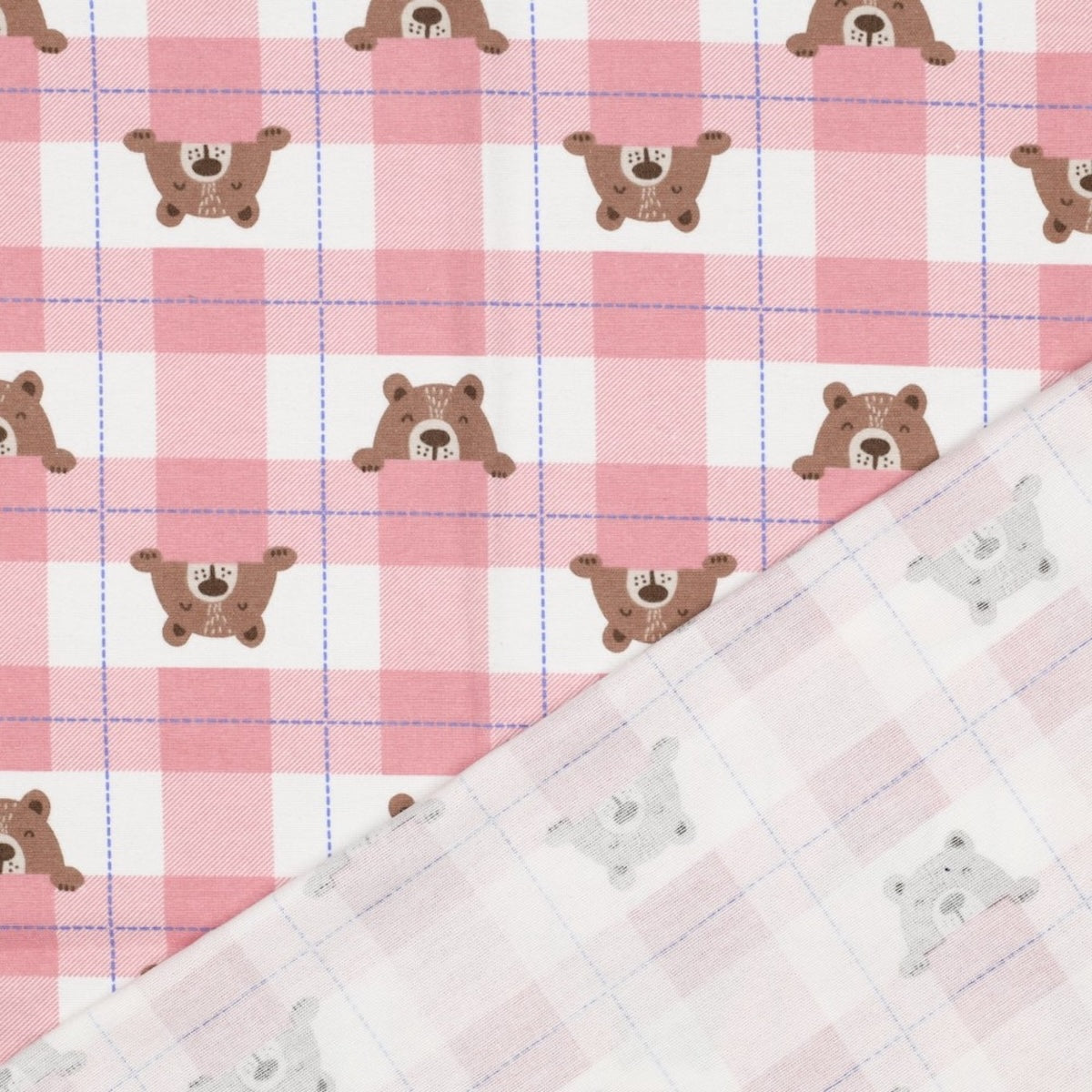 ikat-e-ours-tissu-flanelle-rose-ours-carreaux-doux image 3
