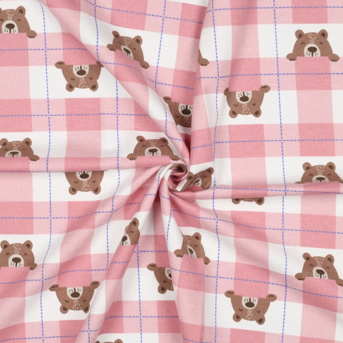 ikat-e-ours-tissu-flanelle-rose-ours-carreaux-doux image 2