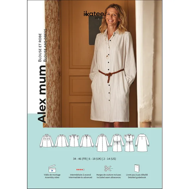 ikat-e-alex-mum-blouse-robe-femme-patron-papier-manches-poches image 1
