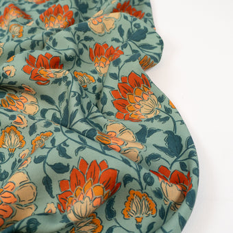 ikat-e-m-diterran-e-tissu-viscose-floral-bleu-lagon image 4