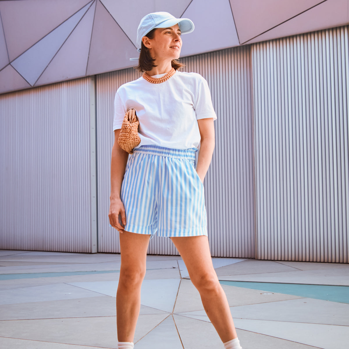 ikat-e-tissus-popeline-candy-stripe-bleu-horizon-ray-blouse image 1