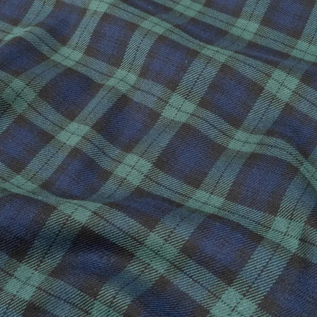 ikat-e-tissus-flanelle-carreaux-tartan-bleu-vert image 1